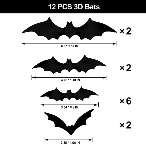 Halloween Bat Banner with 12 3D Stickers - Spooky Party Decorations