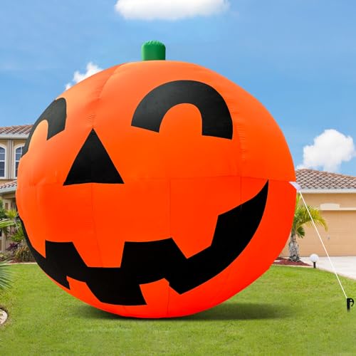 Giant 11.2Ft Halloween Inflatable Pumpkin with Built-in LED Lights for Yard and Party Decor