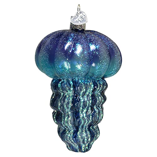 Blue Jellyfish Glass Ornament - Handcrafted Holiday Tree Decoration