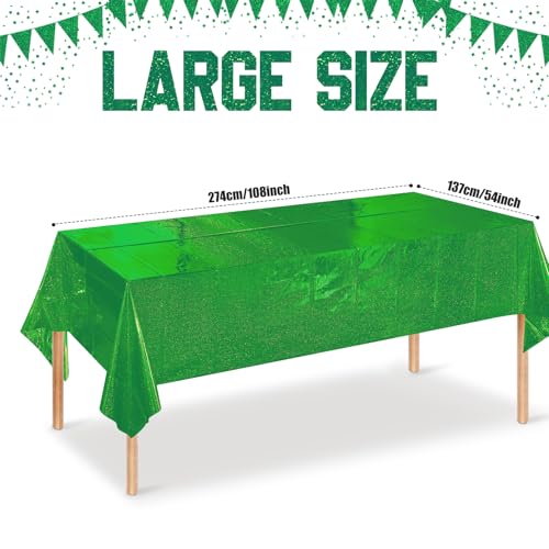 Green Iridescent Party Tablecloths - 4 Pack, 54x108 Inches, Disposable Holographic Decor