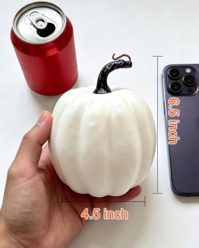 White Foam Pumpkins Set of 4 - 6 Inch Artificial Fall Decor for Crafts & Centerpieces (Variation of THIS listing)