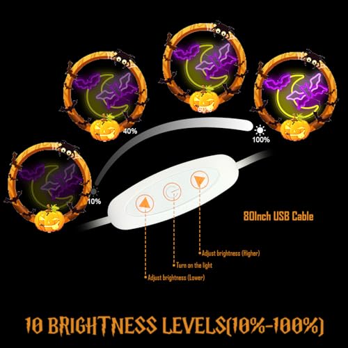 Halloween Neon Sign Moon Bat Flying Neon LED Light Halloween Decorations - Moon Bat Variation