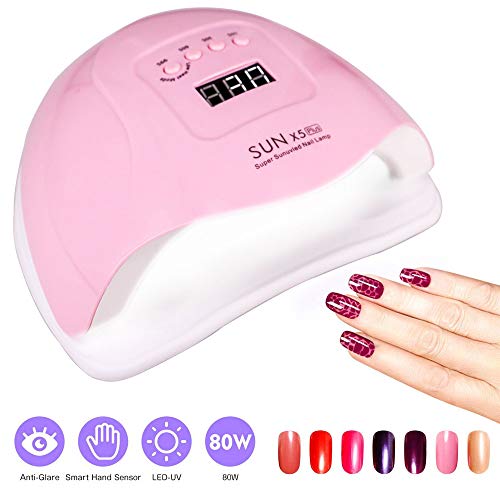 80W UV LED Nail Lamp with 4 Timers, Fast Gel Dryer, Touch Screen & Temp Protection
