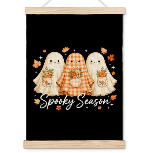 Halloween Ghost Fall Canvas Wall Art Decor 12x16 - Linen Style