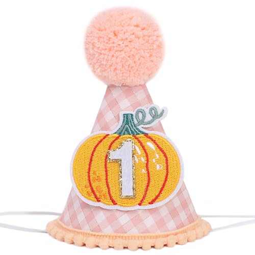 Pink Pumpkin First Birthday Hat - Autumn Halloween Thanksgiving Party Crown