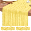 Light Yellow Cheesecloth Table Runner Set - 2 Pack Boho Wedding Decor