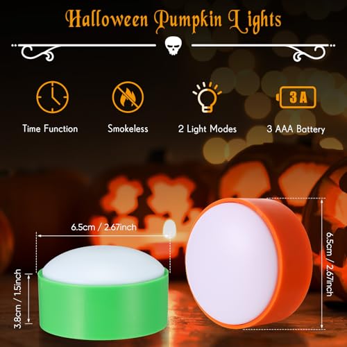Halloween Pumpkin LED Lights Set - Green, Orange, Purple with Remote & Modes