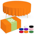 Pureegg Disposable Plastic Tablecloth 84 Inch Round - Orange, 20 Pack