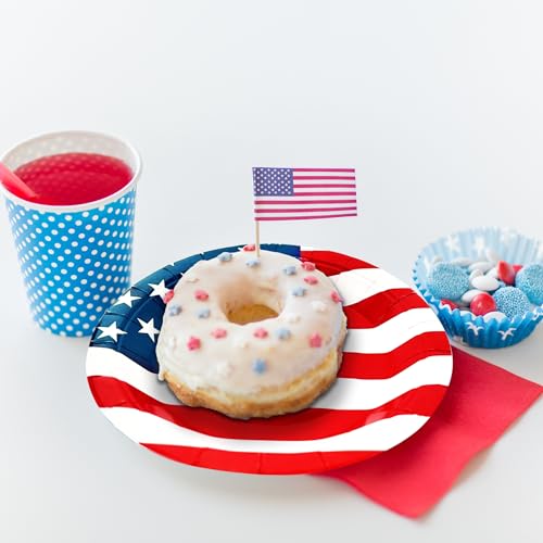 4th of July Party Plates Set - 40pcs Disposable Dinner & Dessert Plates - Independence Day Tableware
