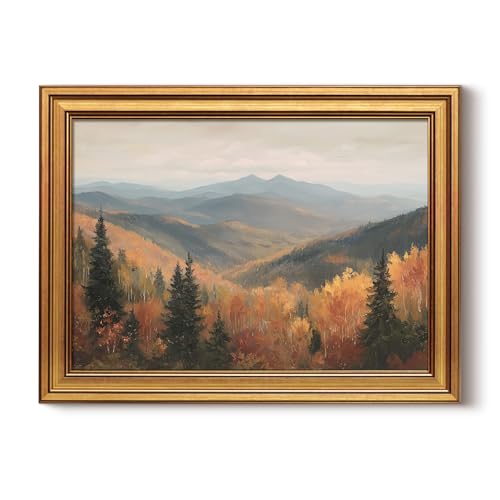 Autumn Forest Wall Art - Gold Framed Fall Landscape Prints 12x16 Inch - Highlands Variation