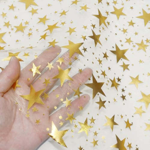 Gold Star Glitter Table Runner - 3 Rolls 11x108 Inches, Party Decor