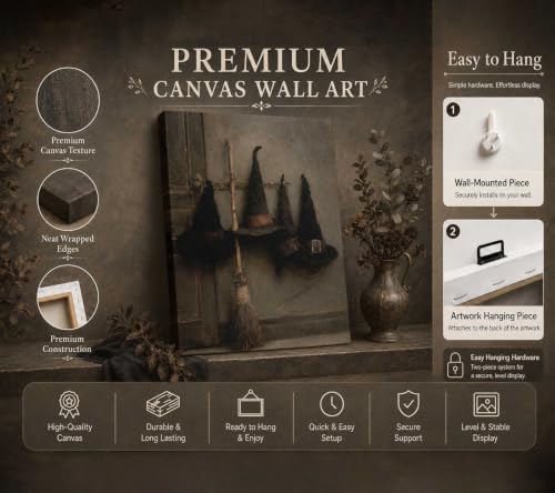 Witch Hat Canvas Wall Art - Gothic Spooky Decor, 16x12 Inch Variation of THIS Listing