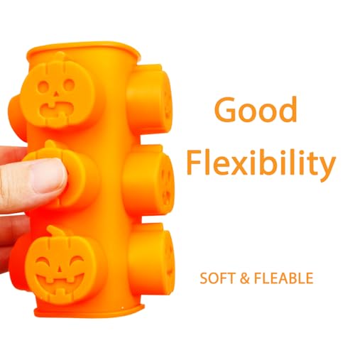 Halloween Silicone Candy Molds Set - Ghost & Pumpkin, Brown & Orange, 4 Pack