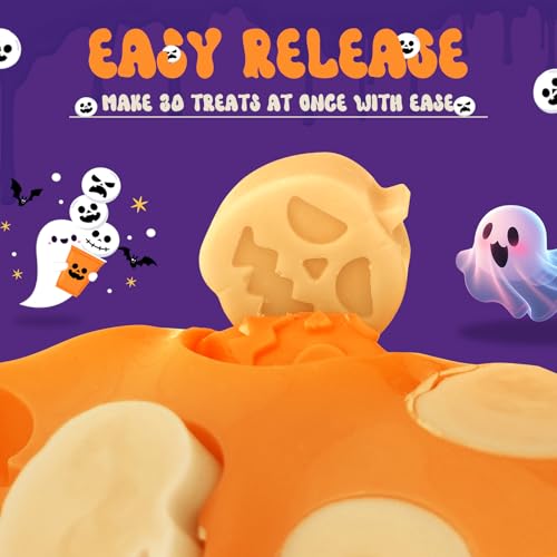 Halloween Pumpkin & Ghost Silicone Molds 2PCS - Food Grade, Oven Safe, Candy & Treat Making