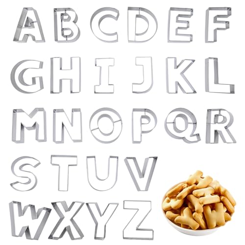 26-Piece Stainless Steel Alphabet Cookie Cutters Set - 3 Inch Letters A-Z