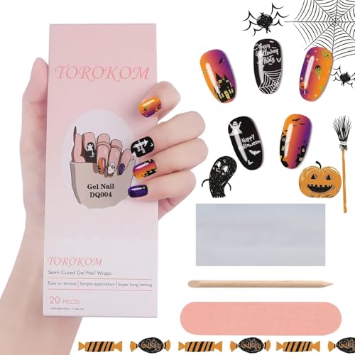 Halloween Cured Gel Nail Polish Strips - Full Wrap Nail Art Stickers - Variation A