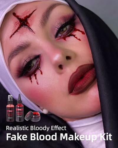 Halloween Fake Blood Makeup Kit for Zombie Vampire Costumes - 4PCS Special Effects Set