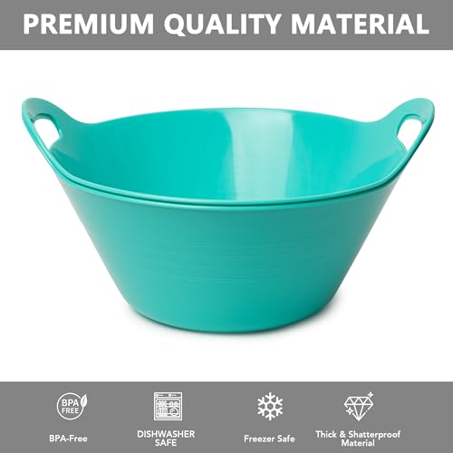 Large BPA-Free Plastic Snack Bowls Set of 2 with Handles, 4.9L Capacity