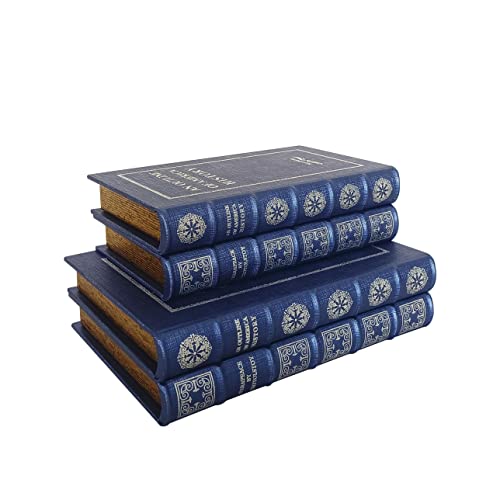 Decorative Faux Leather Book Boxes Set - Blue, Large & Small, Home Decor