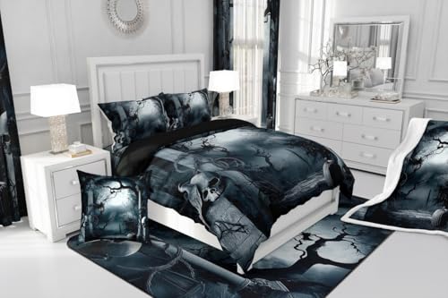 Multi 119 Halloween Tree Bedding Set Twin Size Spooky Gothic Comforter Cover