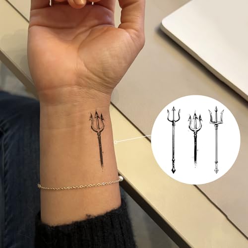 Semi-Permanent Ocean Trident Tattoo Set - Lasts 7-15 Days, Waterproof & Skin-Friendly