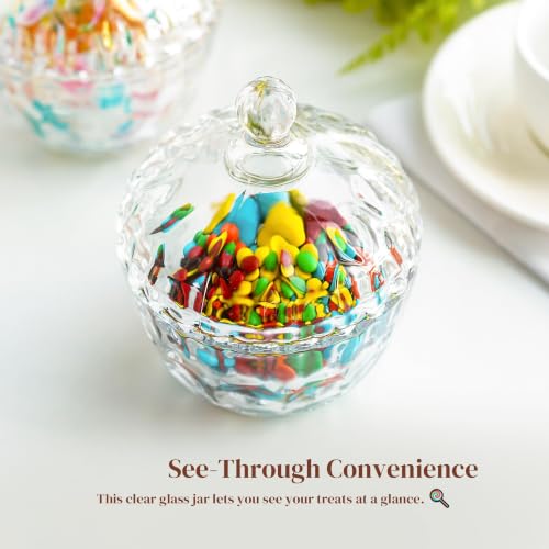 Clear 11.5oz Glass Candy Dish with Lid - Small Cookie Jar for Kitchen & Decor