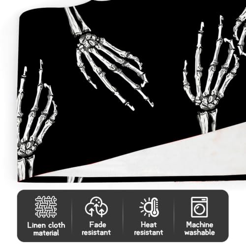 Halloween Skeleton Hand Table Runner 13x72 Inch - Black Decor for Dining