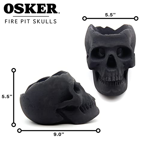 Open Top Fire Pit Skull with Fire Color Changing Packets - Black, 9 Inch