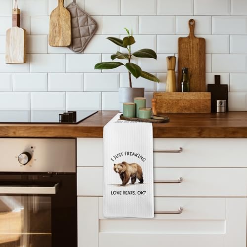 Funny Bear Kitchen Towels - Rustic Camping Bathroom & Kitchen Decor - 16x24 Inches - Bear Variation