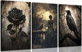Crow Woman Gothic Canvas Wall Art Dark Academic Decor 16x24in Framed - Variation of Crow Woman / Wrapped Canvas / 24"L x 16"W