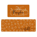 Fall Pumpkin Kitchen Rug Set of 2 - Autumn Decor Washable Non-Slip Mats