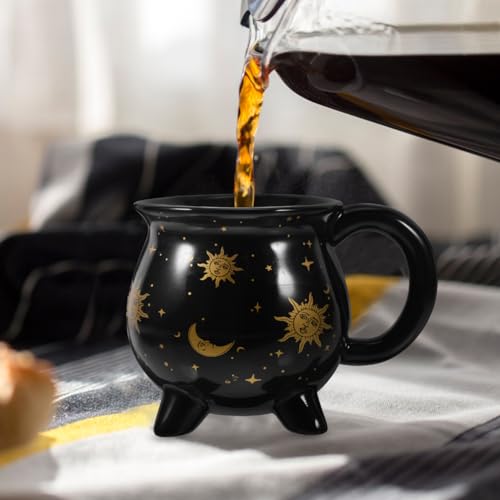 Halloween Cauldron Mug Ceramic Witch Cauldron Cup - Black 1