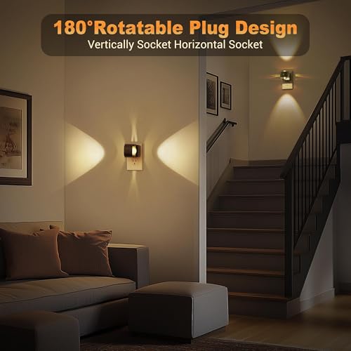 Super Bright Automatic Night Light 0-150LM Dimmable Wall Plug-In with 3000K Lens - 2 Pack