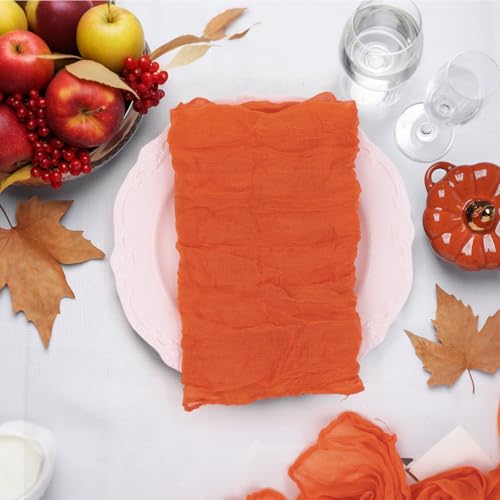 Orange Cheesecloth Napkins Set of 12 Fall Dinner Table Decor - Rustic Chic
