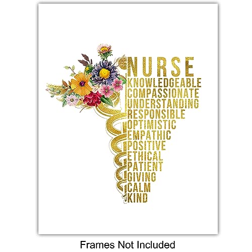 Nurse Wall Art Set 11x14 Inches - RN Gifts for Nurses, Doctors, Practitioner Decor