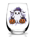 Halloween Ghost Pumpkin Wine Glass 15 Oz - Spooky Fall Gift for Women & Friends - Variation: Ghost