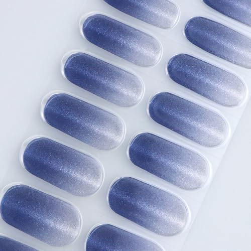 Semi Cured Gel Nail Strips with Cat Eye Effect - Easy DIY Nail Art Wraps