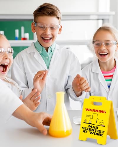 Funny Mad Scientist Warning Sign - Halloween Science Lab Decor - Color B