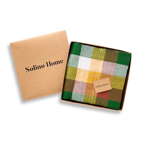Fall Check Linen Tablecloth - Buffalo Check 60 x 108 Inches, Pure European Flax