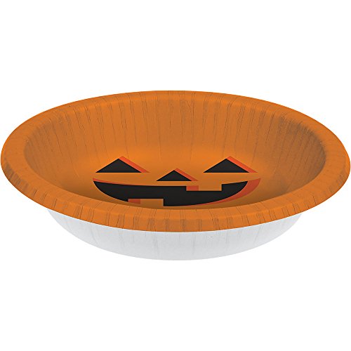 Halloween Pumpkin Paper Bowls - 20oz, Pack of 8 for Parties