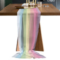 Rainbow Stripes Chiffon Table Runner 27x120 Inches - Wedding & Party Decor