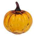Large Hand Blown Glass Pumpkin - Amber Orange Fall Halloween Thanksgiving Decor