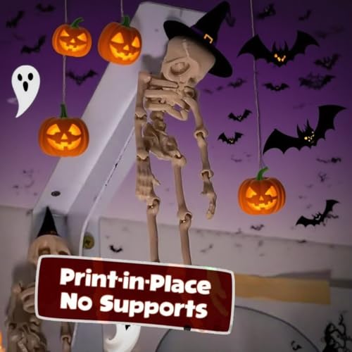 Poseable Skeleton Fridge Magnet - 3D Printed Silky Pink 7in - Halloween Decor