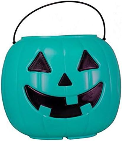Halloween Pumpkin Jack O' Lantern Candy Bucket - Teal 8-Inch Trick or Treat Pail