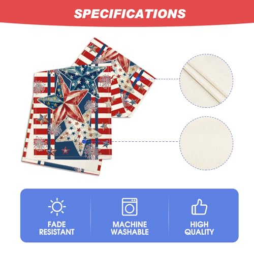 Patriotic American Flag Stars Table Runner - 13x72 Inch Red 4th of July Decor