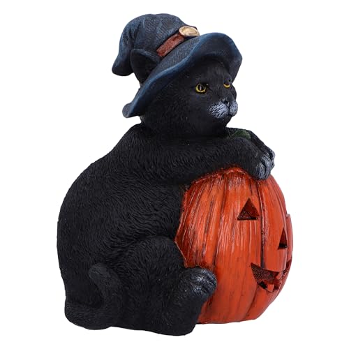 Black Cat Halloween Figurine - Hand-Painted Resin Halloween Decor, Collectible Cat Gift