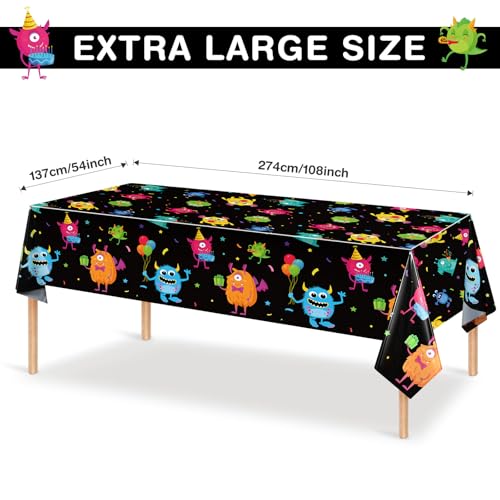 6 Pcs Monster Pattern Plastic Table Covers - 54 x 108 Inches for Kids Birthday Party - Waterproof & Disposable