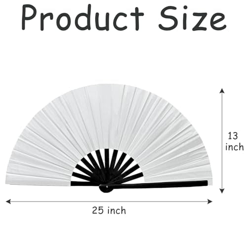 Silver Large Folding Rave Hand Fan - Halloween Festival Party Accessory