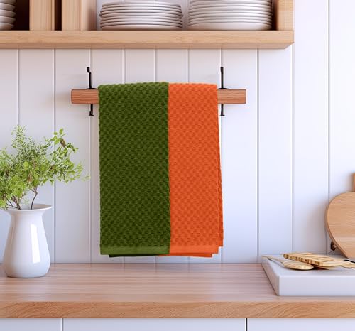 Kitchen Towel Set - 12 Pack Harvest Multi 16x28 Inch 100% Cotton Waffle Towels