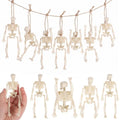 Mini Skeleton Figurines Set - Movable Joints Halloween Decorations, 12 pcs, 6 Inch